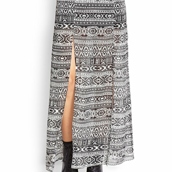 Black Print Fall Maxi Skirt - Picture 7 of 7